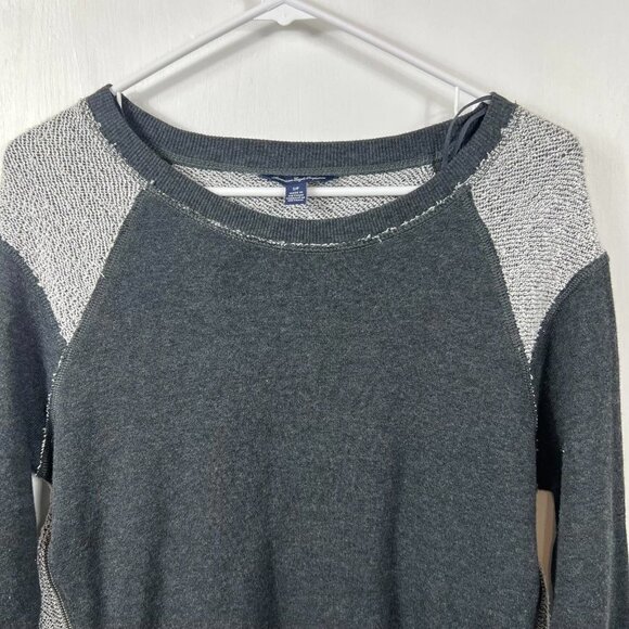 American Eagle 2 toned gray colorblock side zip pullover sweater. Size S - Picture 2 of 7